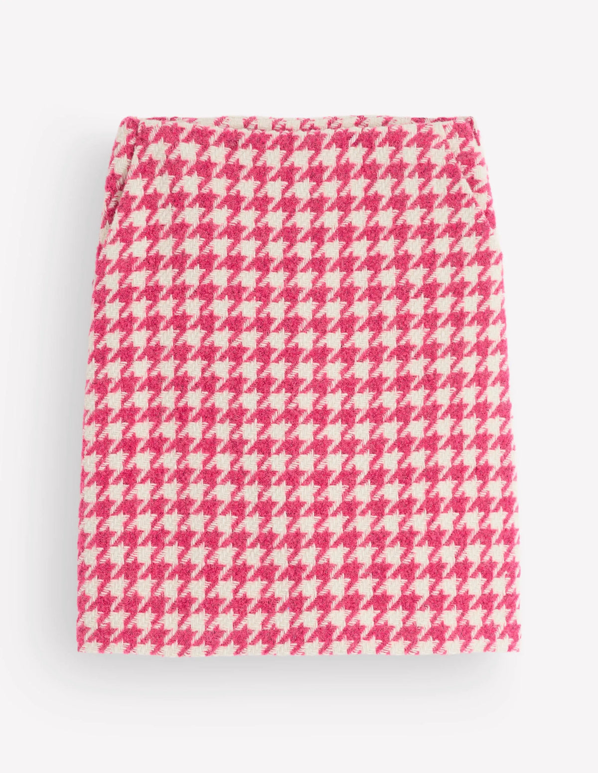 Wool Blend A-Line Skirt-Pink Dogstooth