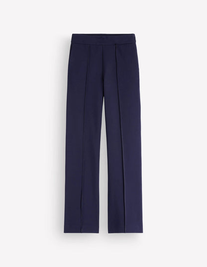 Straight Leg Ponte Pants-Navy Contrast Stitch