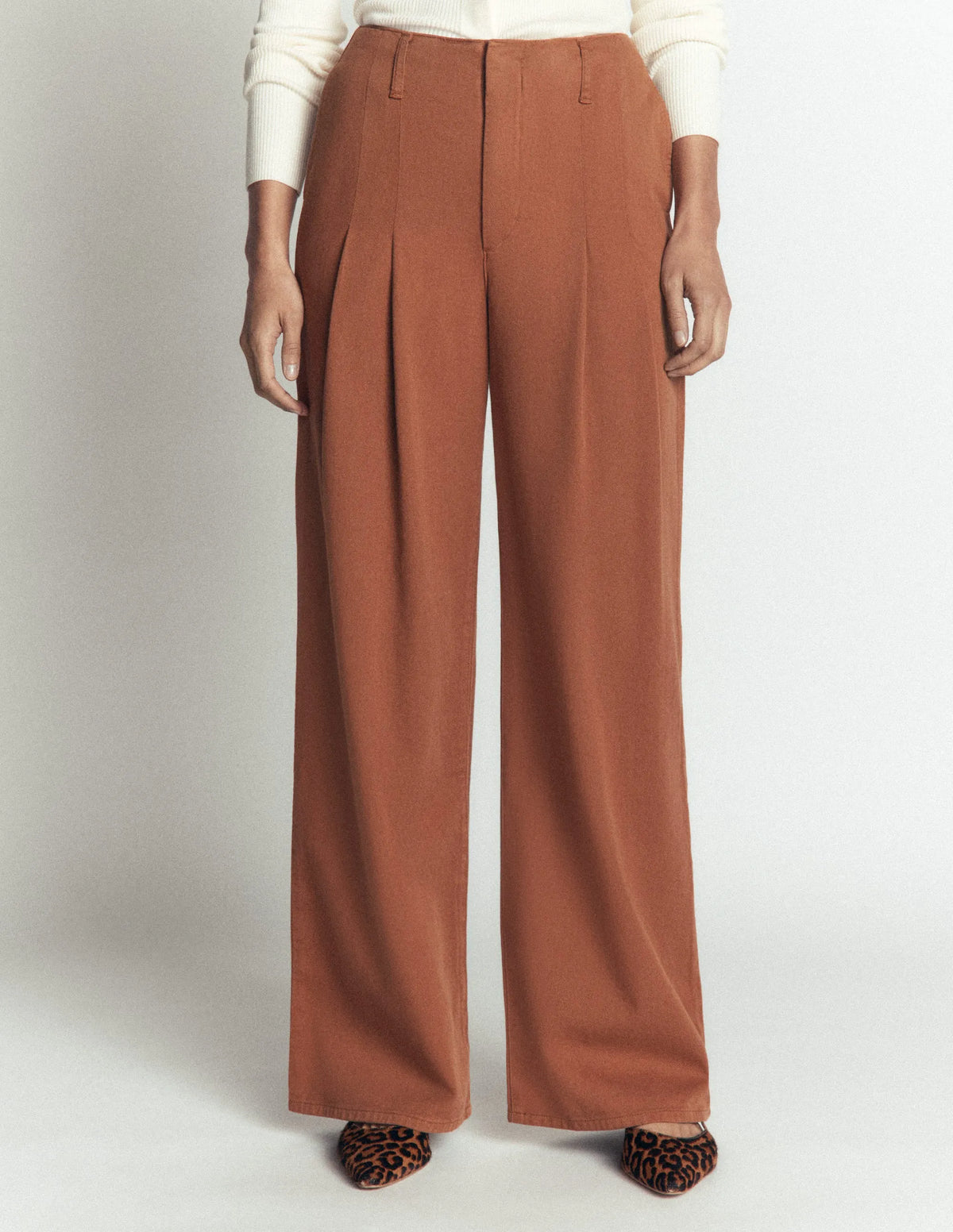 Mayfair Pleat Detail Pants-Burnt Orange