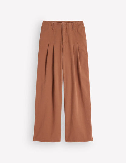 Mayfair Pleat Detail Pants-Burnt Orange
