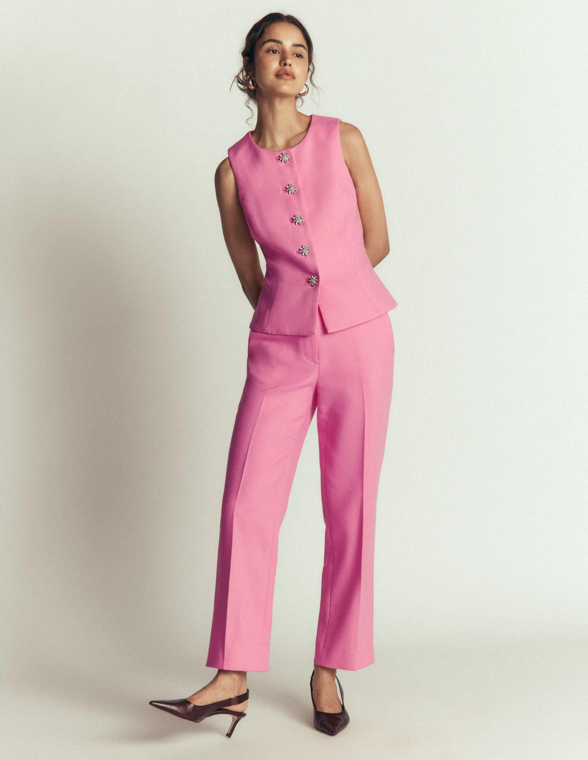 Canonbury Textured 7/8 Pants-Wild Pink