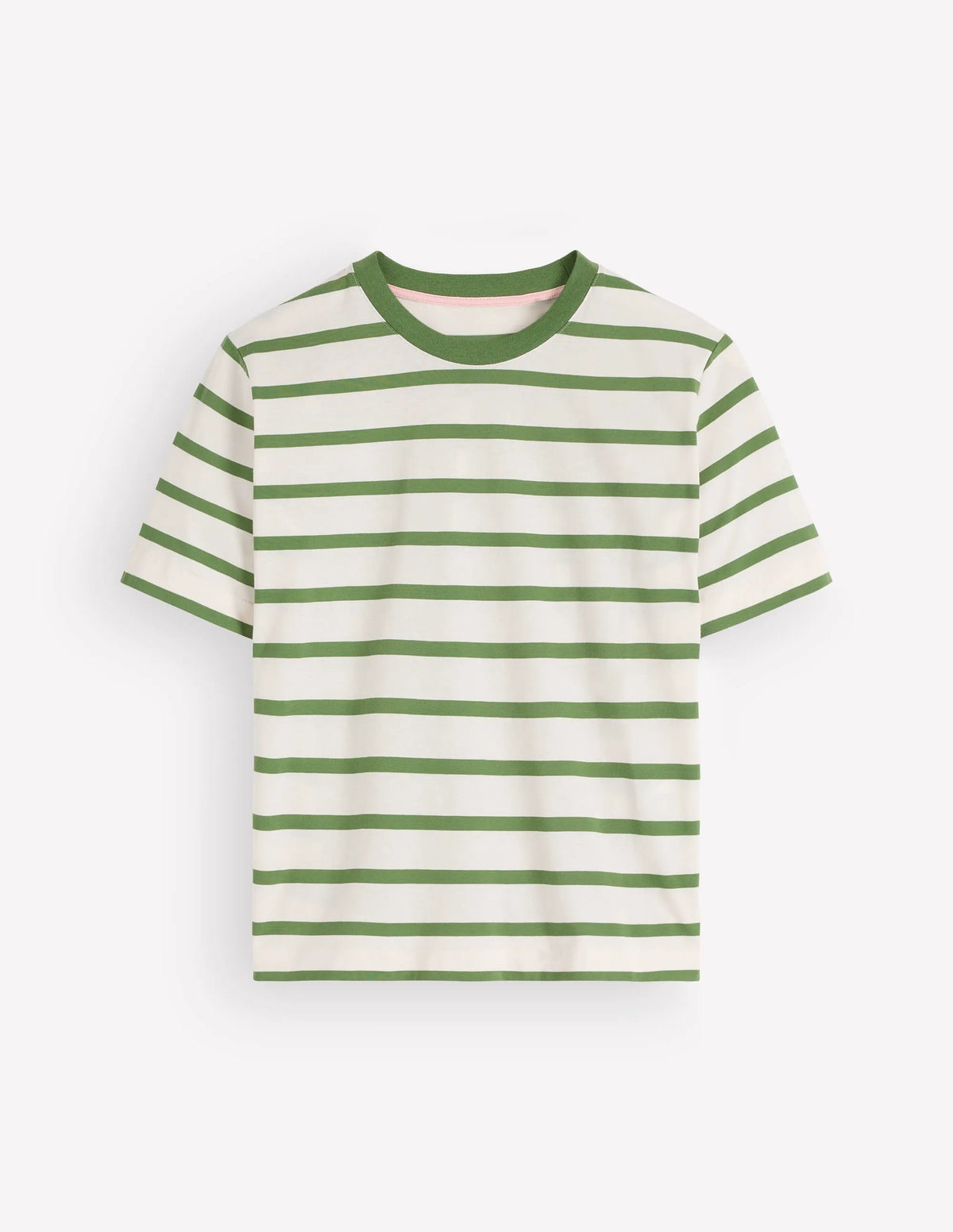 Relaxed Cotton T-shirt-Safari Green and Ivory Stripe
