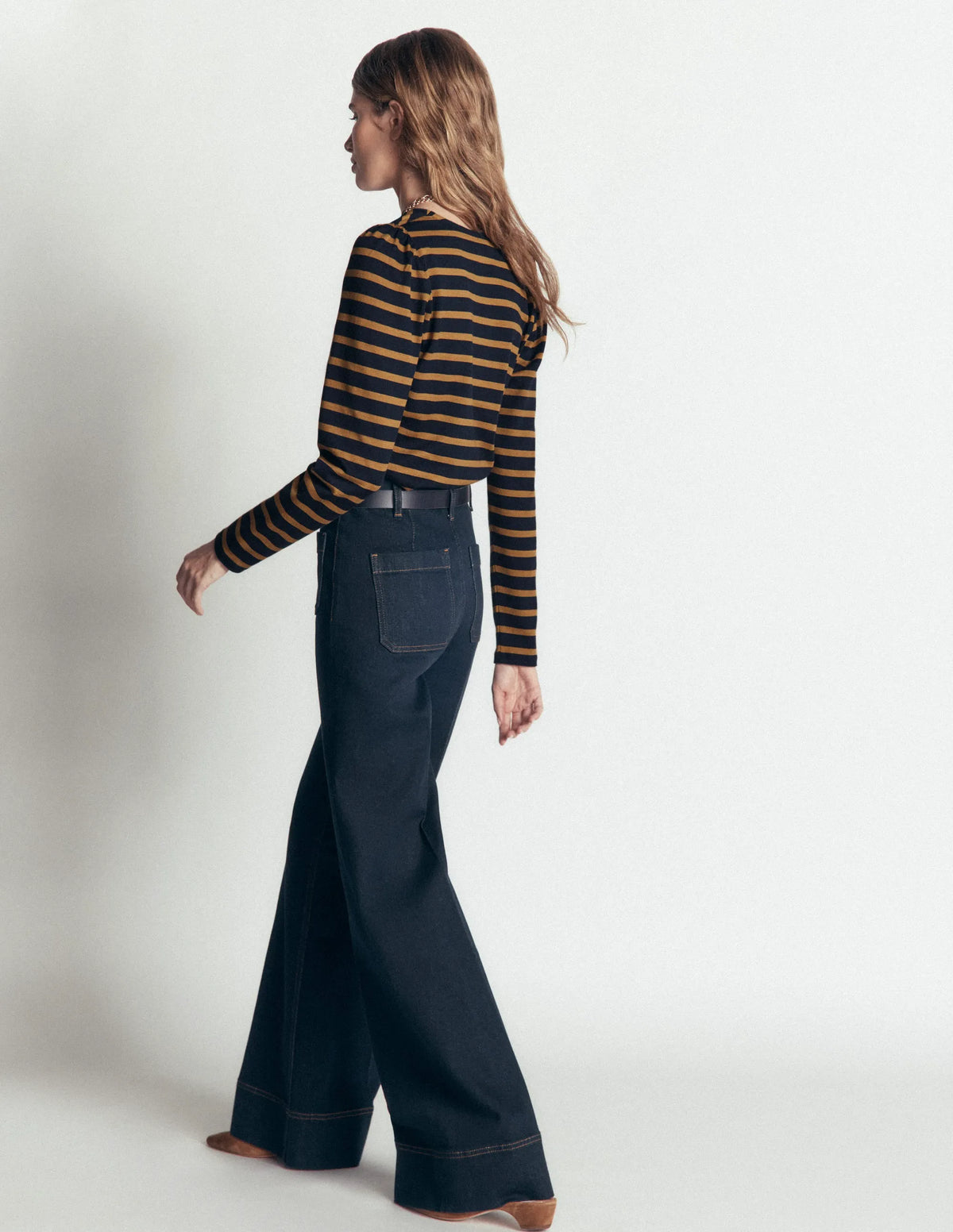Iris Puff Sleeve Mariner-Navy, Dijon Stripe
