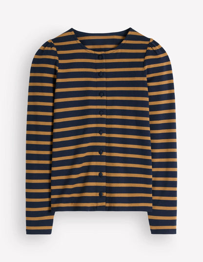Iris Puff Sleeve Mariner-Navy, Dijon Stripe
