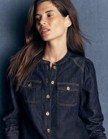 Thea Denim Shirt-Dark Indigo