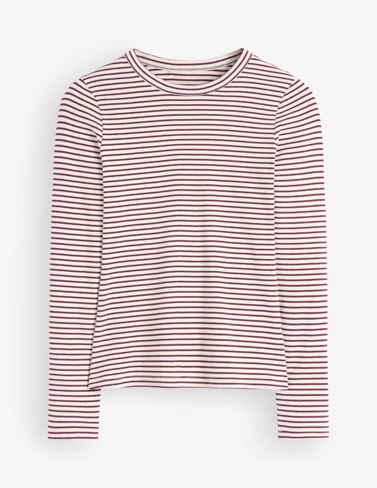 Annie Essential Crew Neck Top-Deep Wisteria and Ivory Stripe