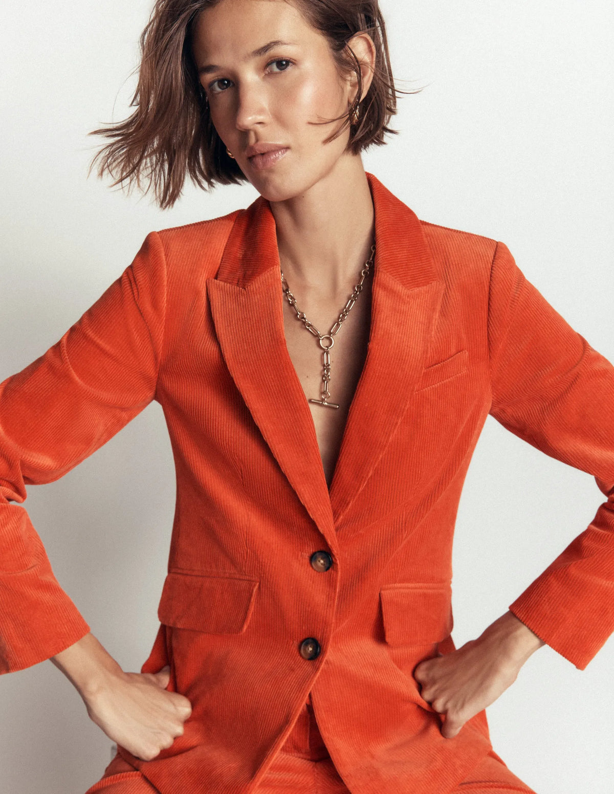 Stamford Cord Blazer-Spiced Ginger