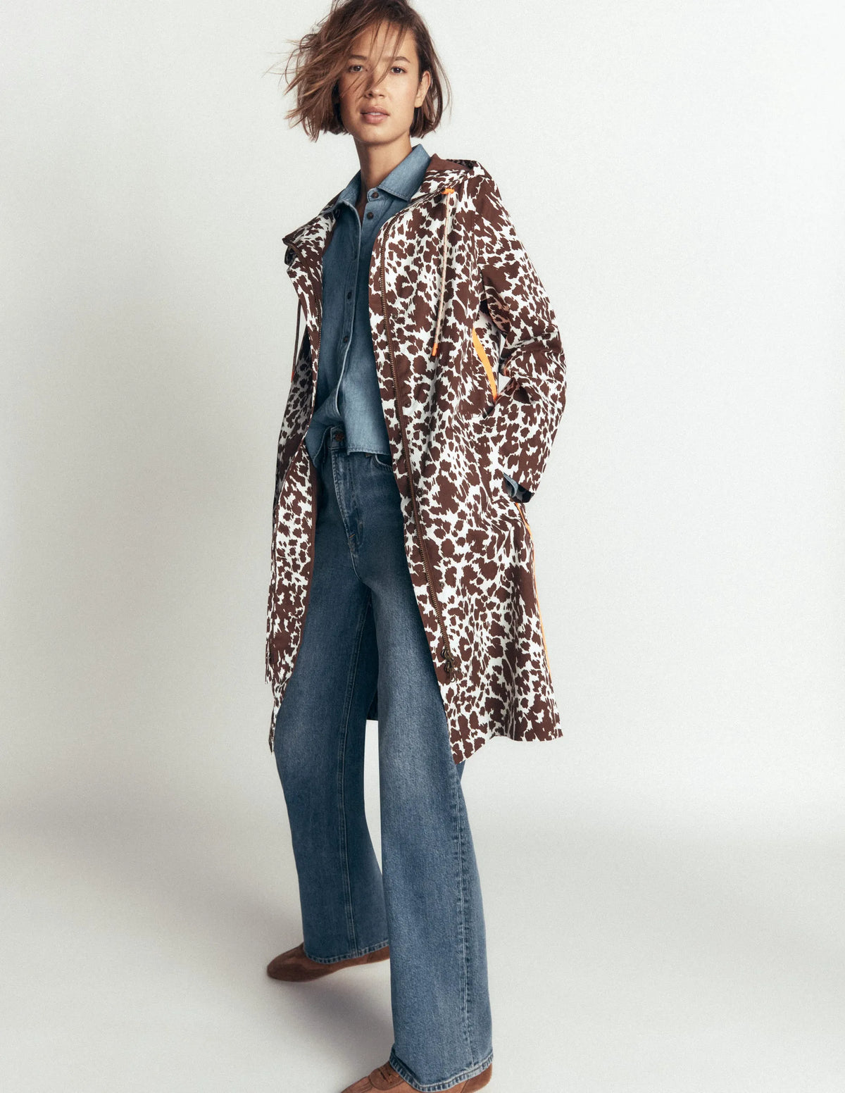 Longline Raincoat-Cow Fields