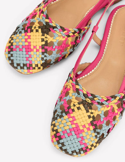 Woven Slingback Flats-Multi Check