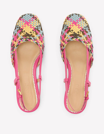 Woven Slingback Flats-Multi Check