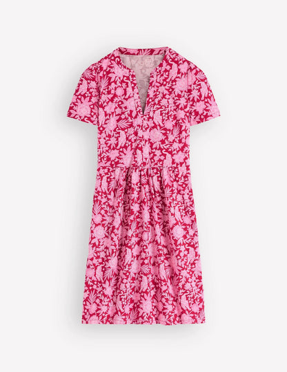 Naomi Short Sleeve Dress-Pomegranate, Tigers Paradise