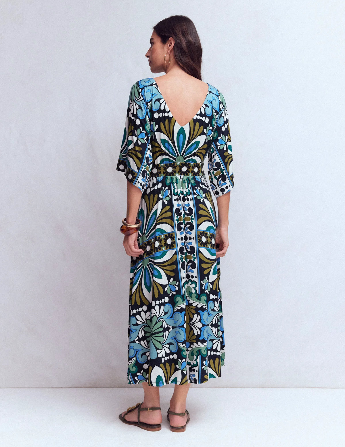 Imelda Kimono Jersey Dress-Navy, Bloom Tapestry