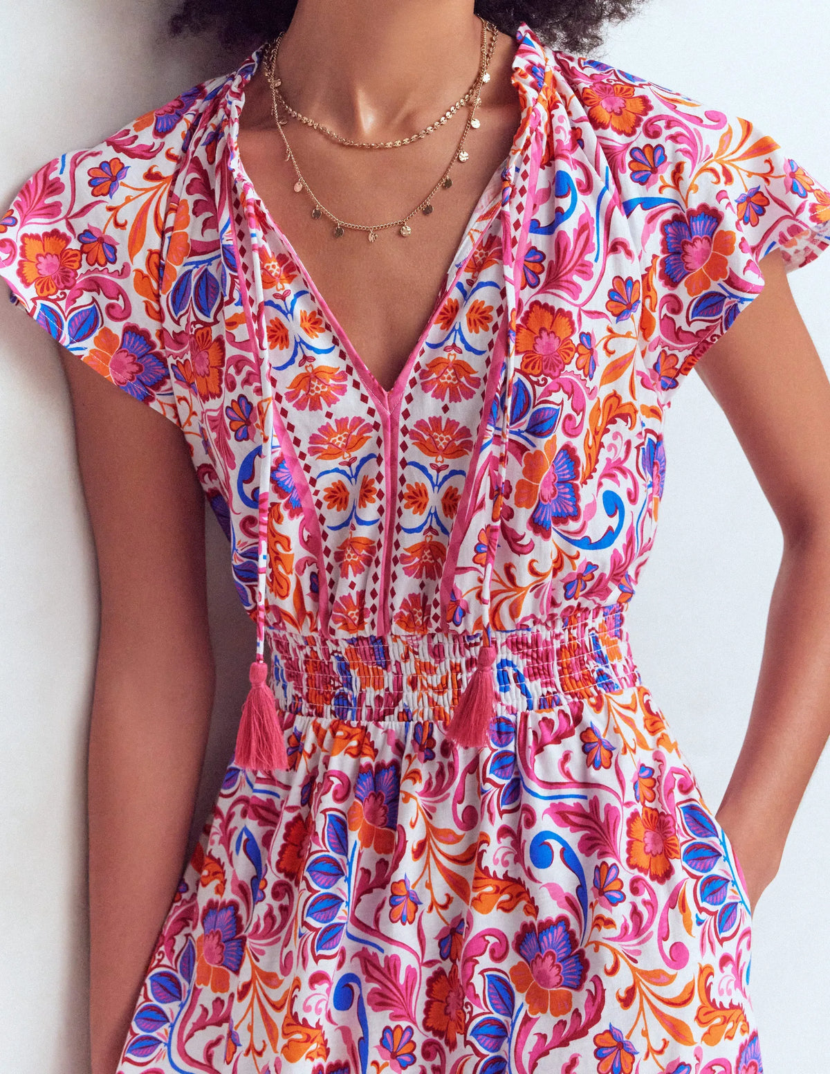 Tala Tiered Jersey Maxi Dress-Pink, Flourishing Meadow