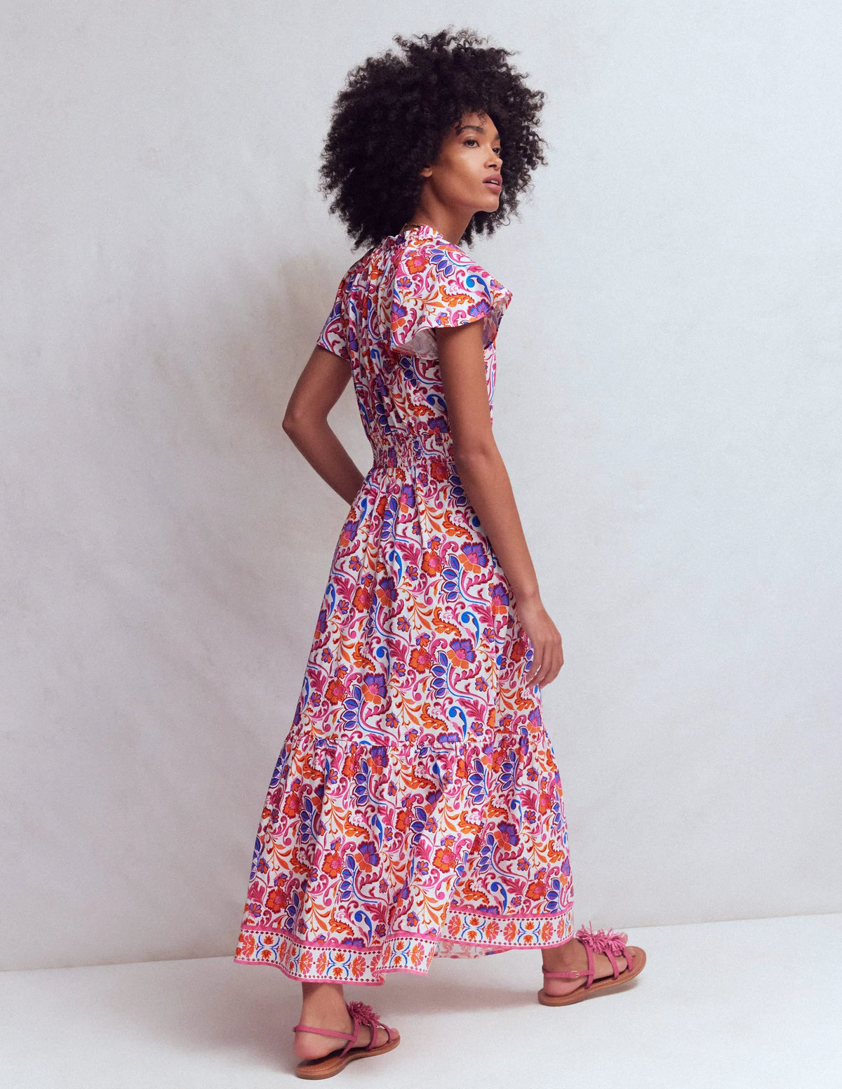 Tala Tiered Jersey Maxi Dress-Pink, Flourishing Meadow