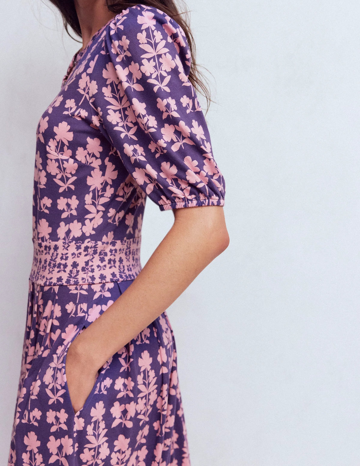 Amber Pleat Jersey Midi Dress-Calla Lilly, Blossom Grove