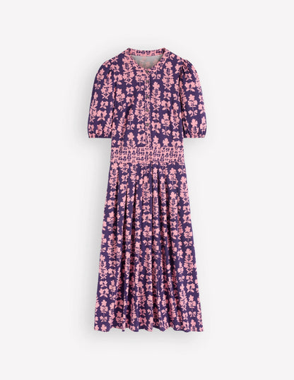 Amber Pleat Jersey Midi Dress-Calla Lilly, Blossom Grove