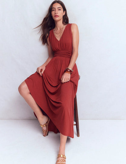 Elodie Jersey Maxi Dress-Rich Chestnut