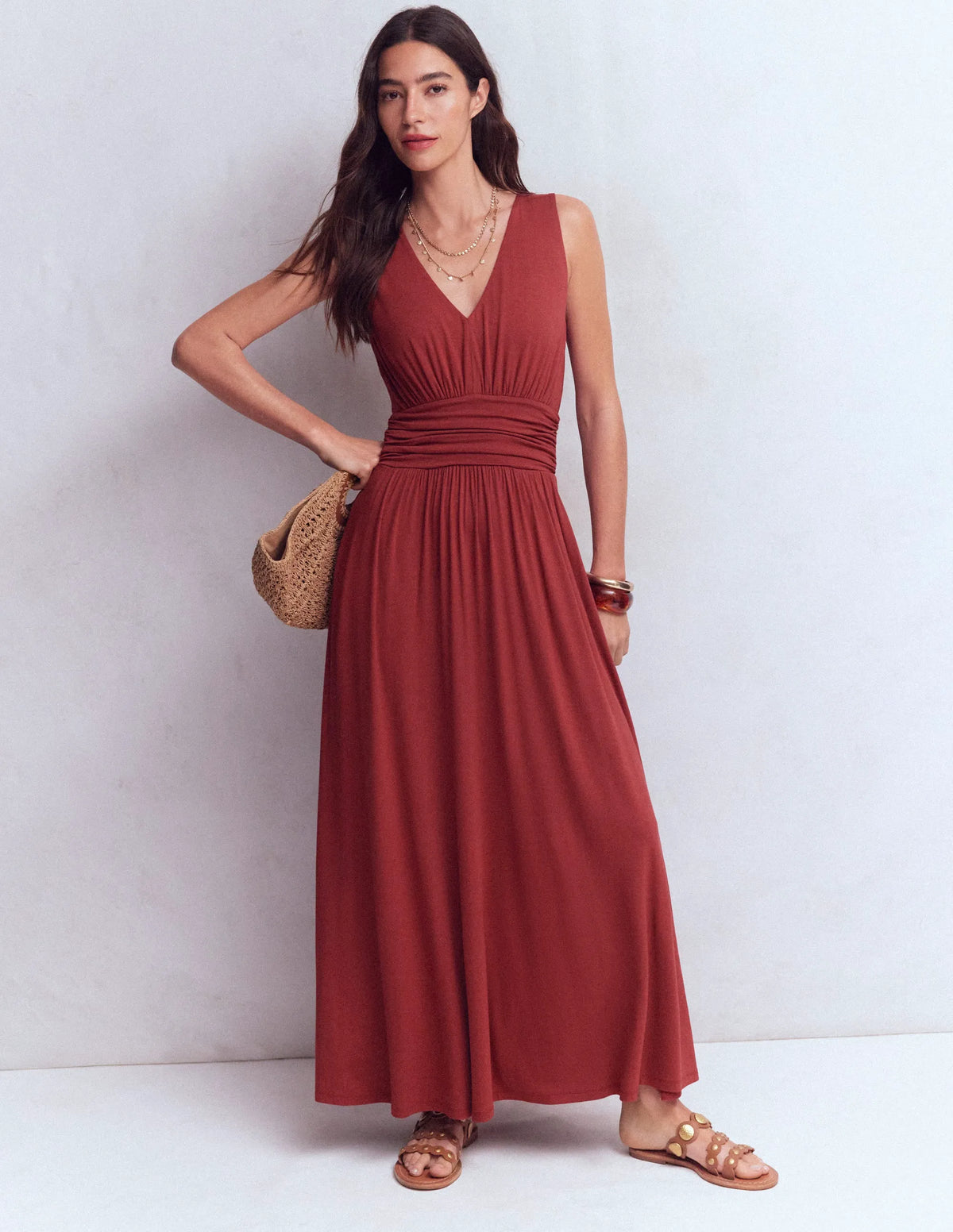 Elodie Jersey Maxi Dress-Rich Chestnut