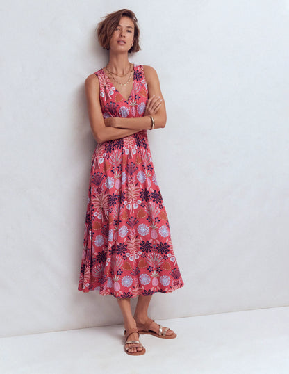 Elodie Jersey Maxi Dress-Cherry Blush, Tropical Forest