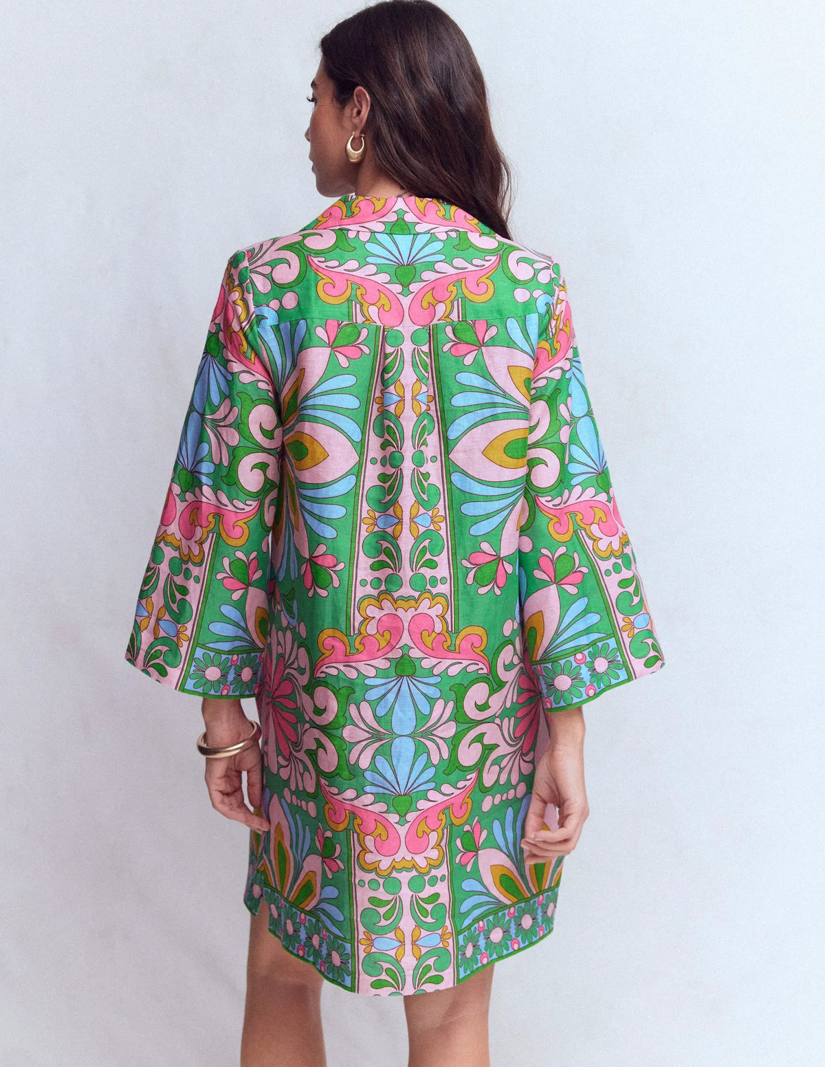 Carmen Linen Short Dress-Multi, Bloom Tapestry