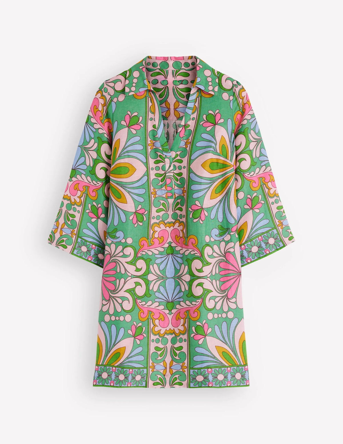 Carmen Linen Short Dress-Multi, Bloom Tapestry