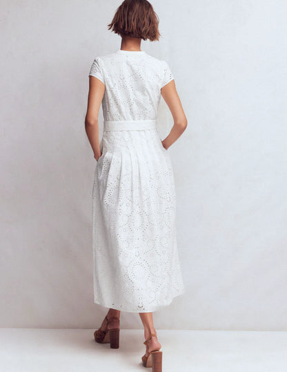 Arabella Cotton Maxi Dress-White Broderie