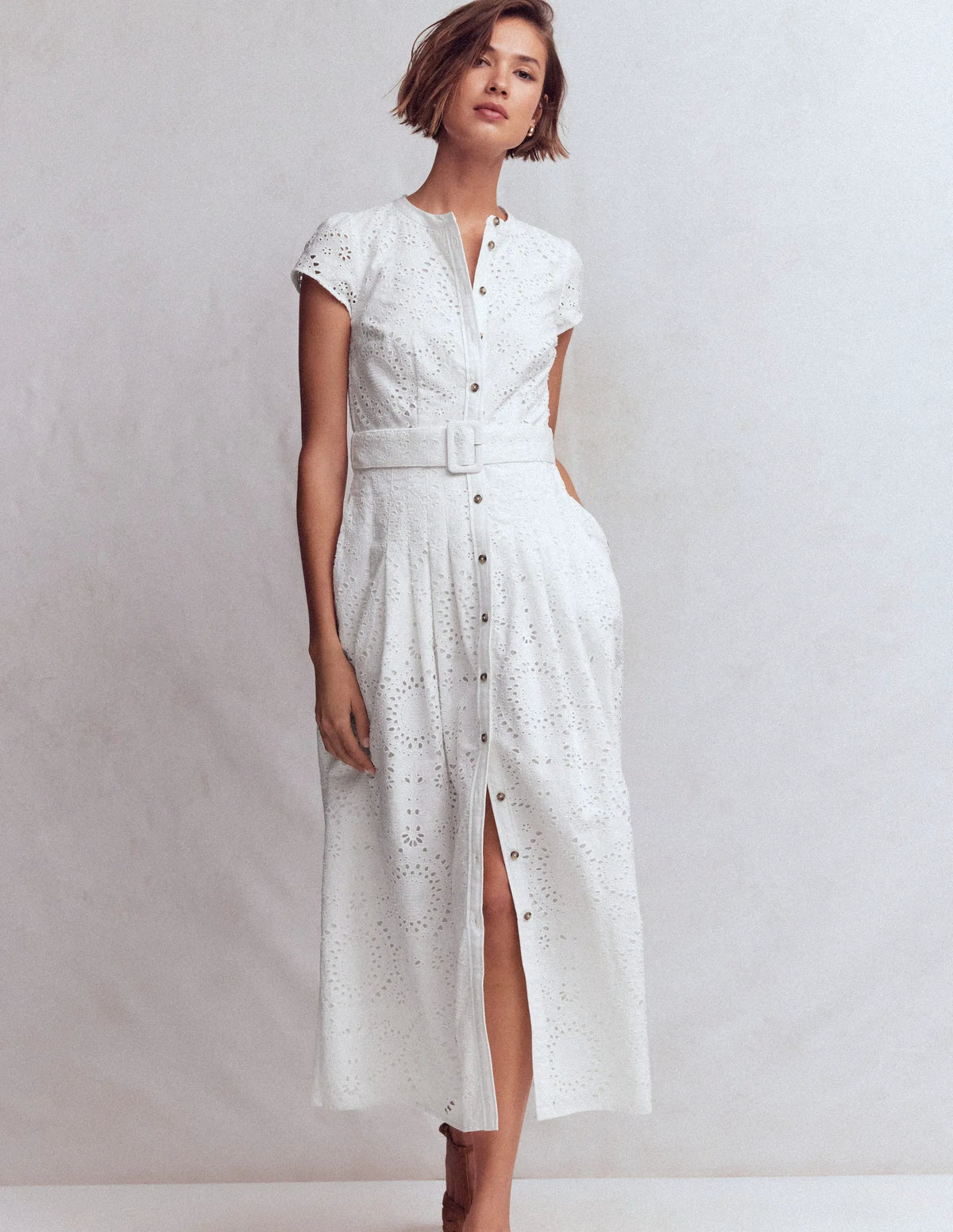 Arabella Cotton Maxi Dress-White Broderie