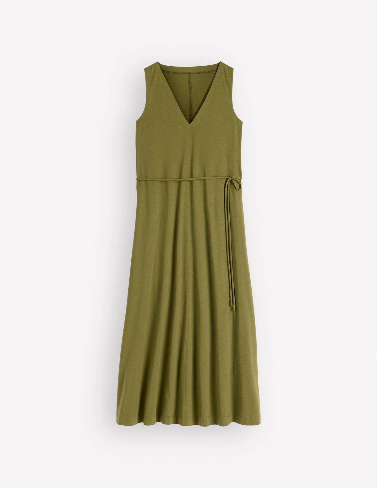 Mia V-neck Jersey Midi Dress-Olive