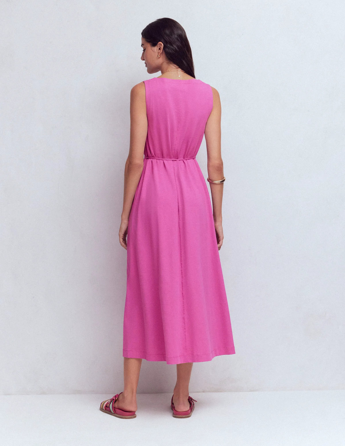 Mia V-neck Jersey Midi Dress-Passion Flower