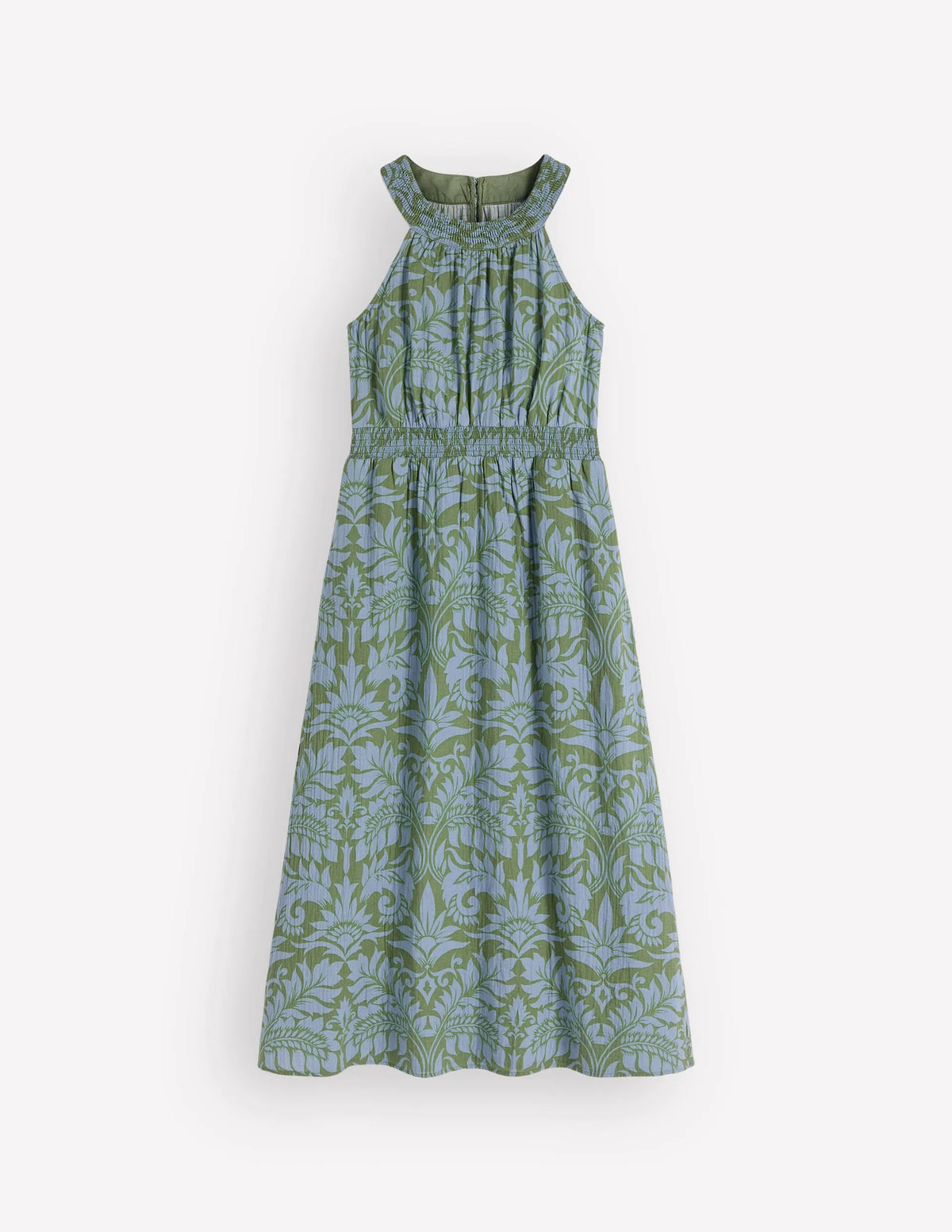 Daphne Double Cloth Dress-Green Ornamental Foliage