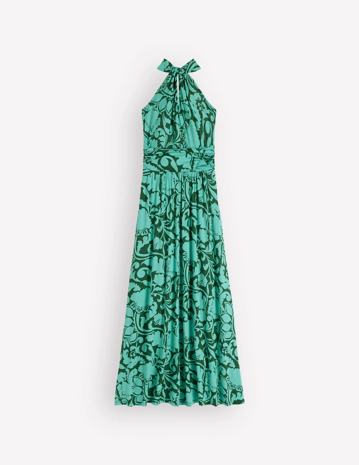 Sydney Twist Neck Jersey Dress-Green, Flourishing Meadow