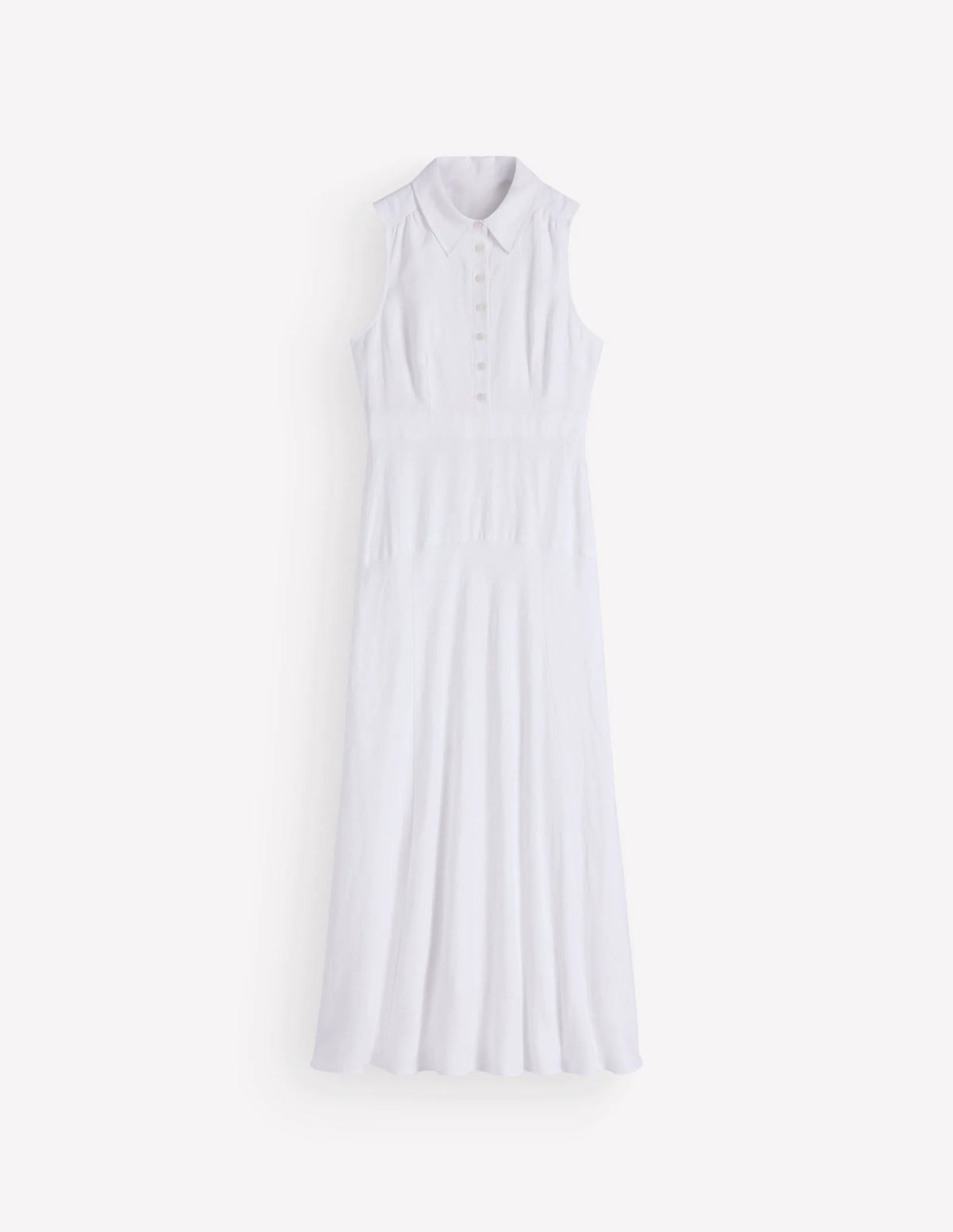 Erma Drop Waist Linen Dress-White