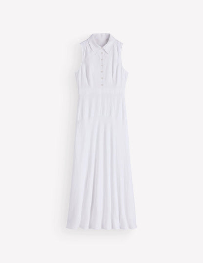 Erma Drop Waist Linen Dress-White