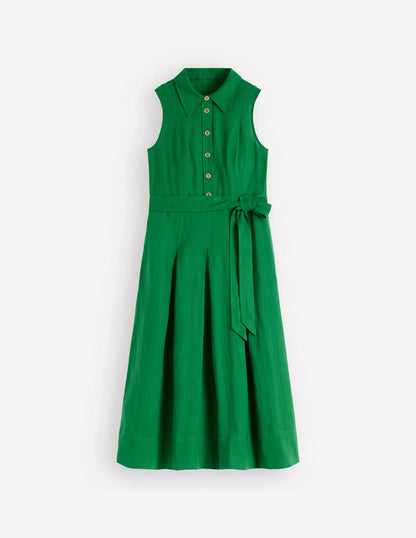 Belinda Linen Shirt Dress-Fresh Green