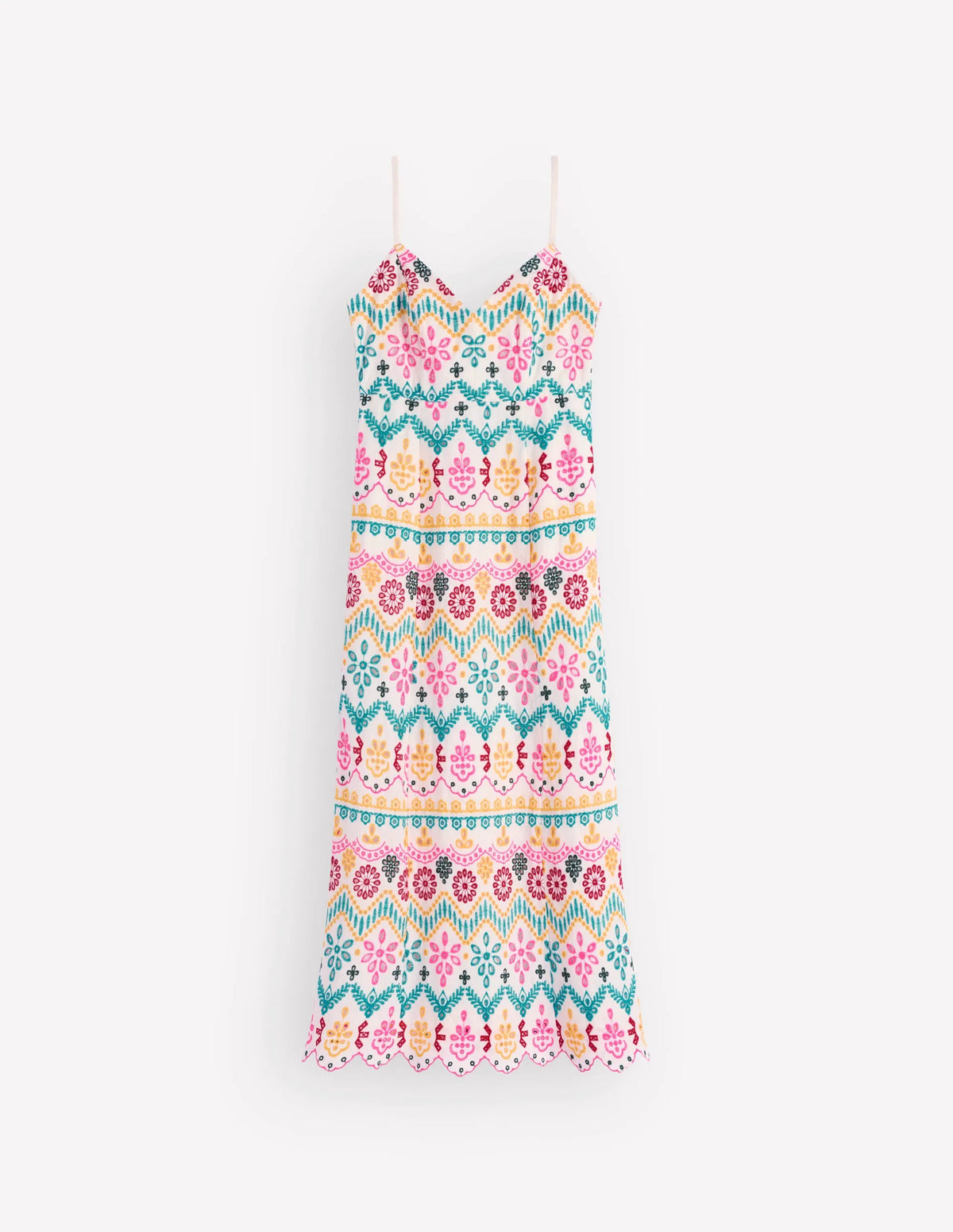 Empire Linen Broderie Dress-Multi Broderie