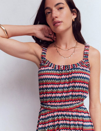 Scoop Neck Jersey Dress-Multi, Zigzag Ripple
