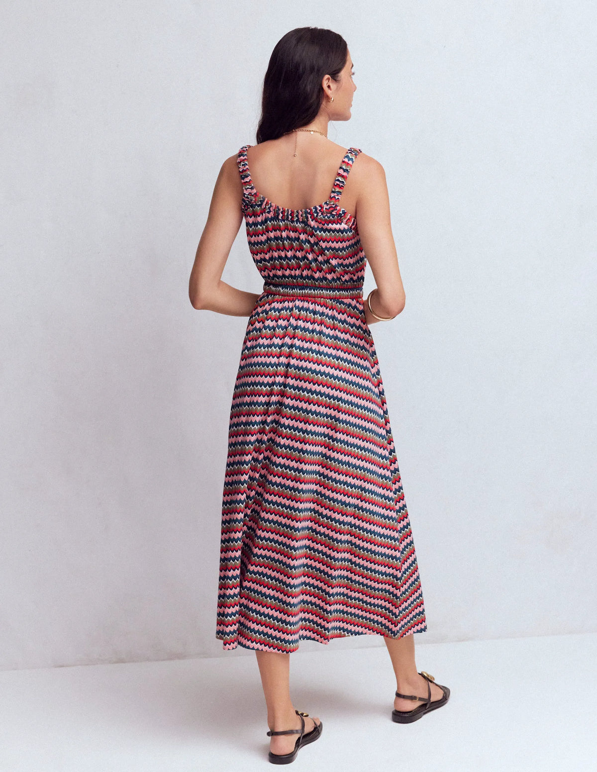 Scoop Neck Jersey Dress-Multi, Zigzag Ripple