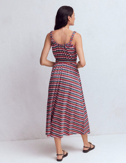 Scoop Neck Jersey Dress-Multi, Zigzag Ripple