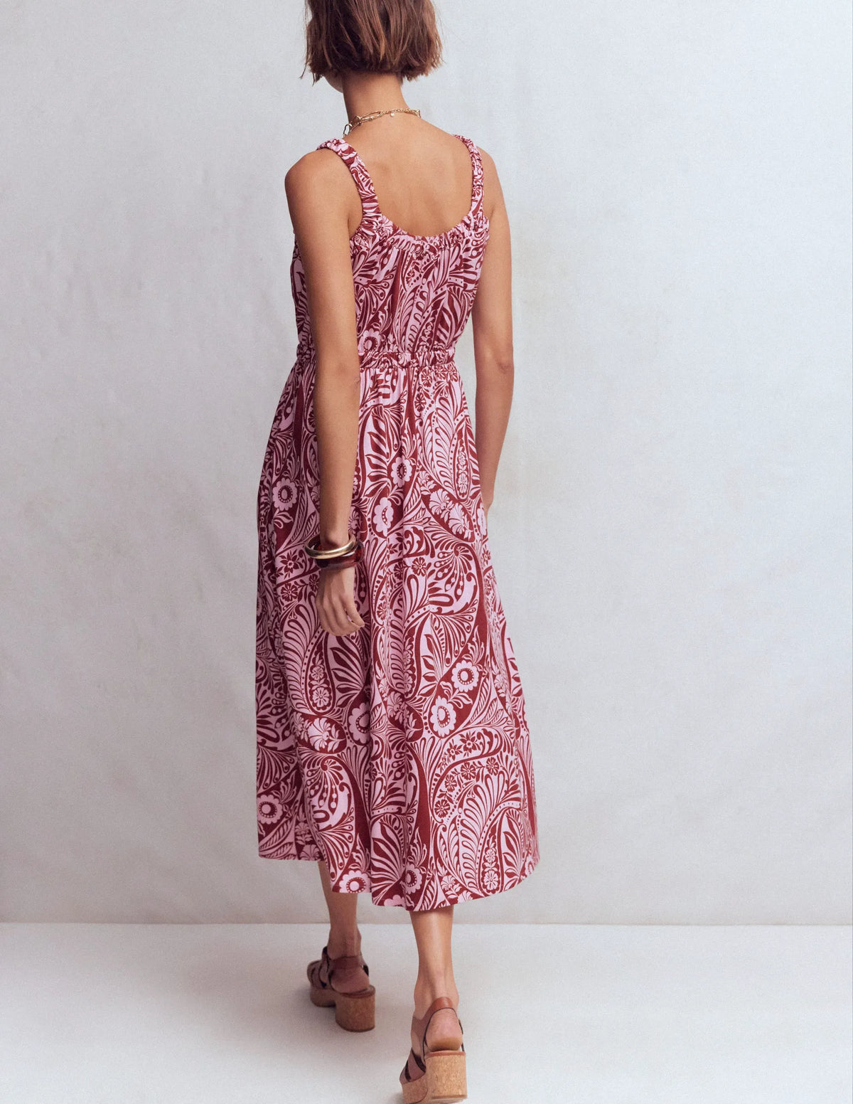 Scoop Neck Jersey Dress-Pink, Enchanted Paisley