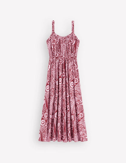 Scoop Neck Jersey Dress-Pink, Enchanted Paisley
