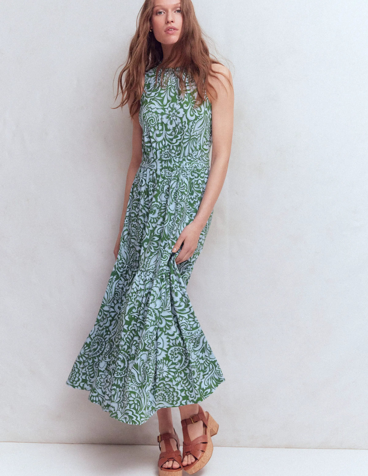 Camalie Jersey Maxi Dress-Green, Elaborate Gardenia