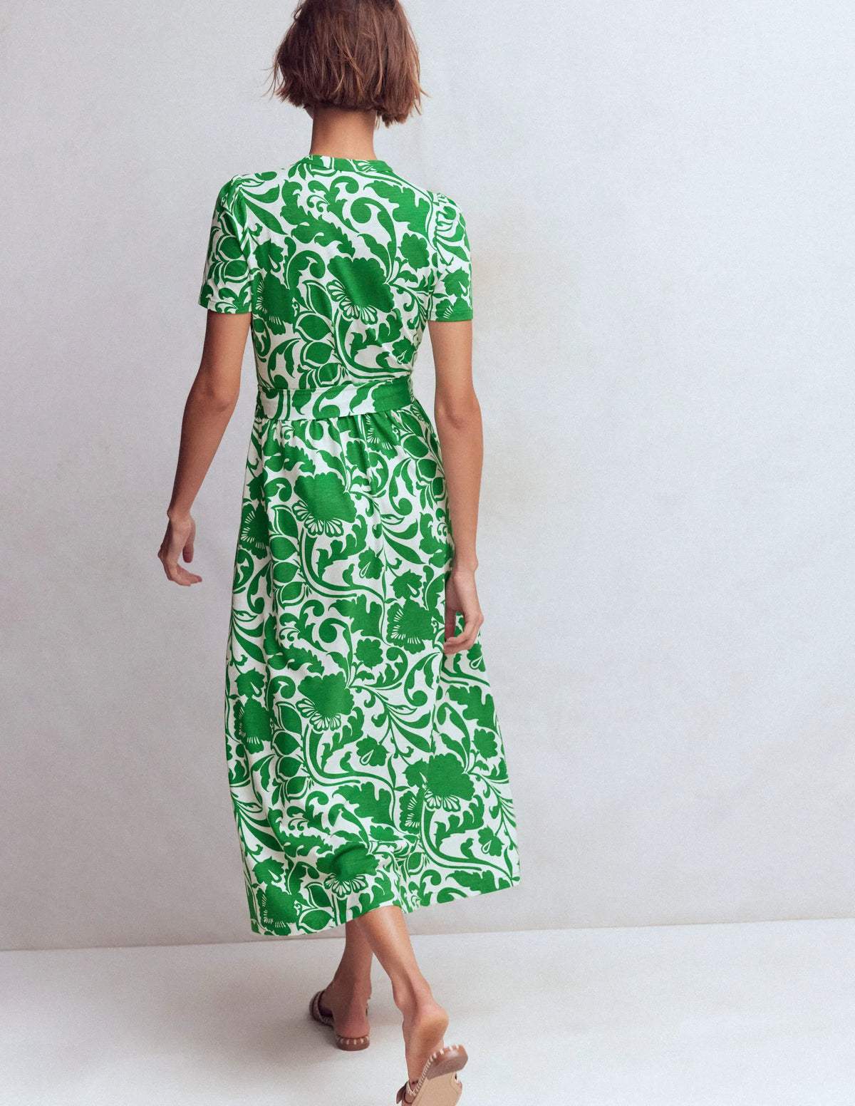 Naomi Jersey Midi Dress-Emerald, Flourishing Meadow