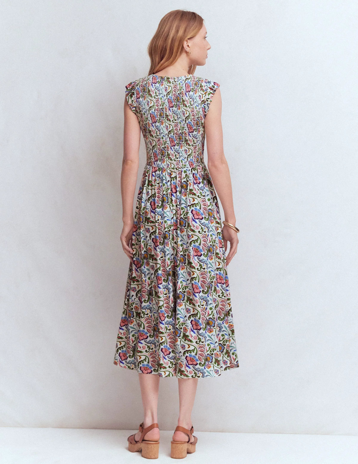 Smocked Jersey Midi Dress-Multi, Flourishing Meadow
