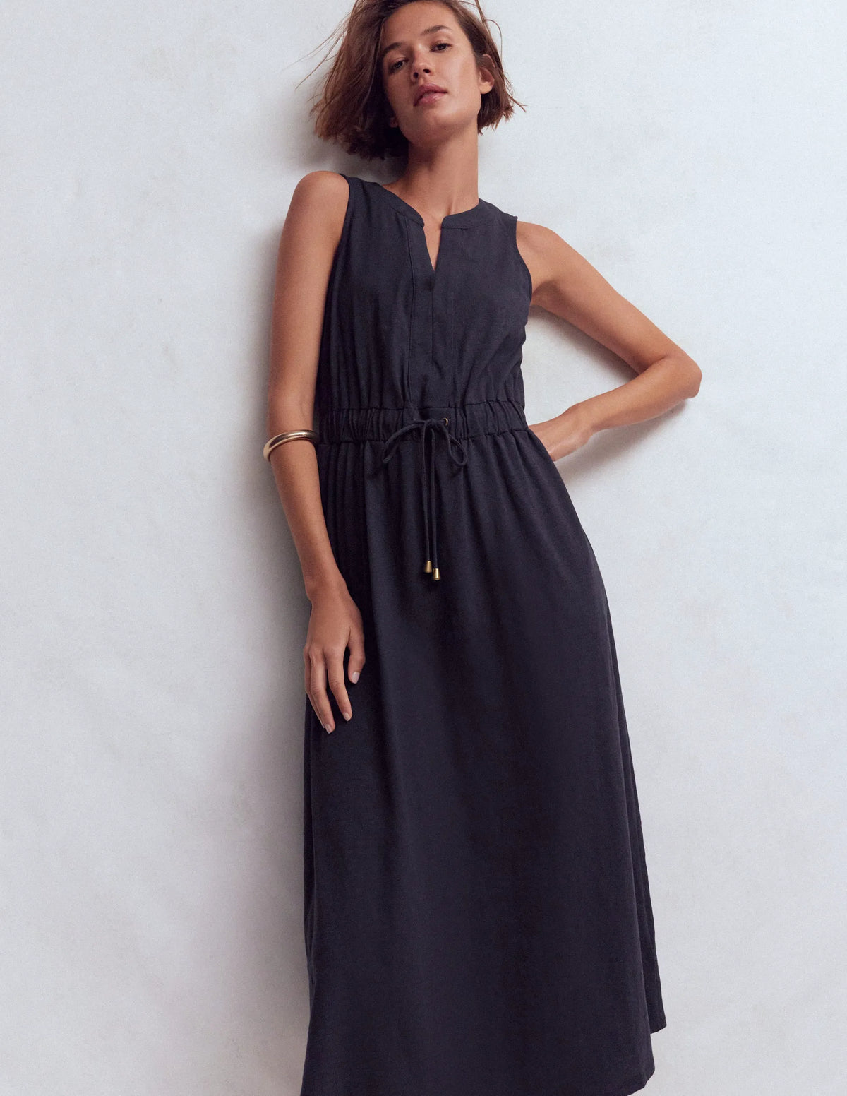 Delphine Midi Sleeveless Dress-Navy