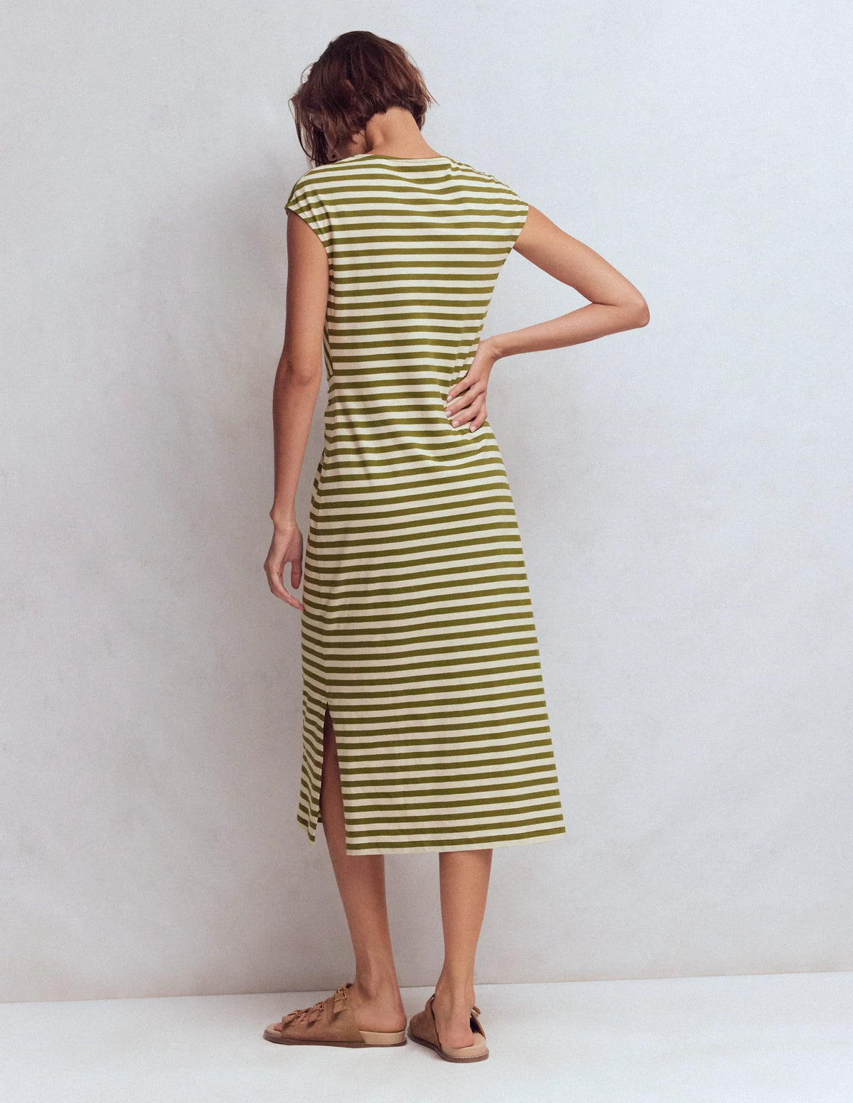Delilah Twisted Midi Dress-Stripe