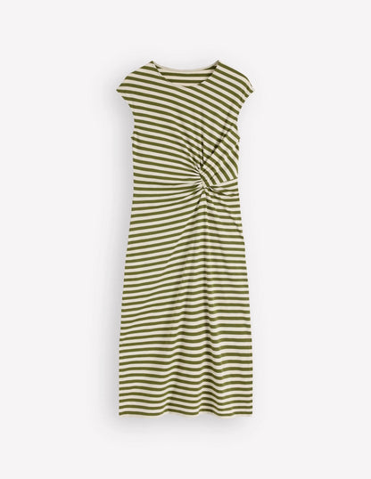 Delilah Twisted Midi Dress-Stripe