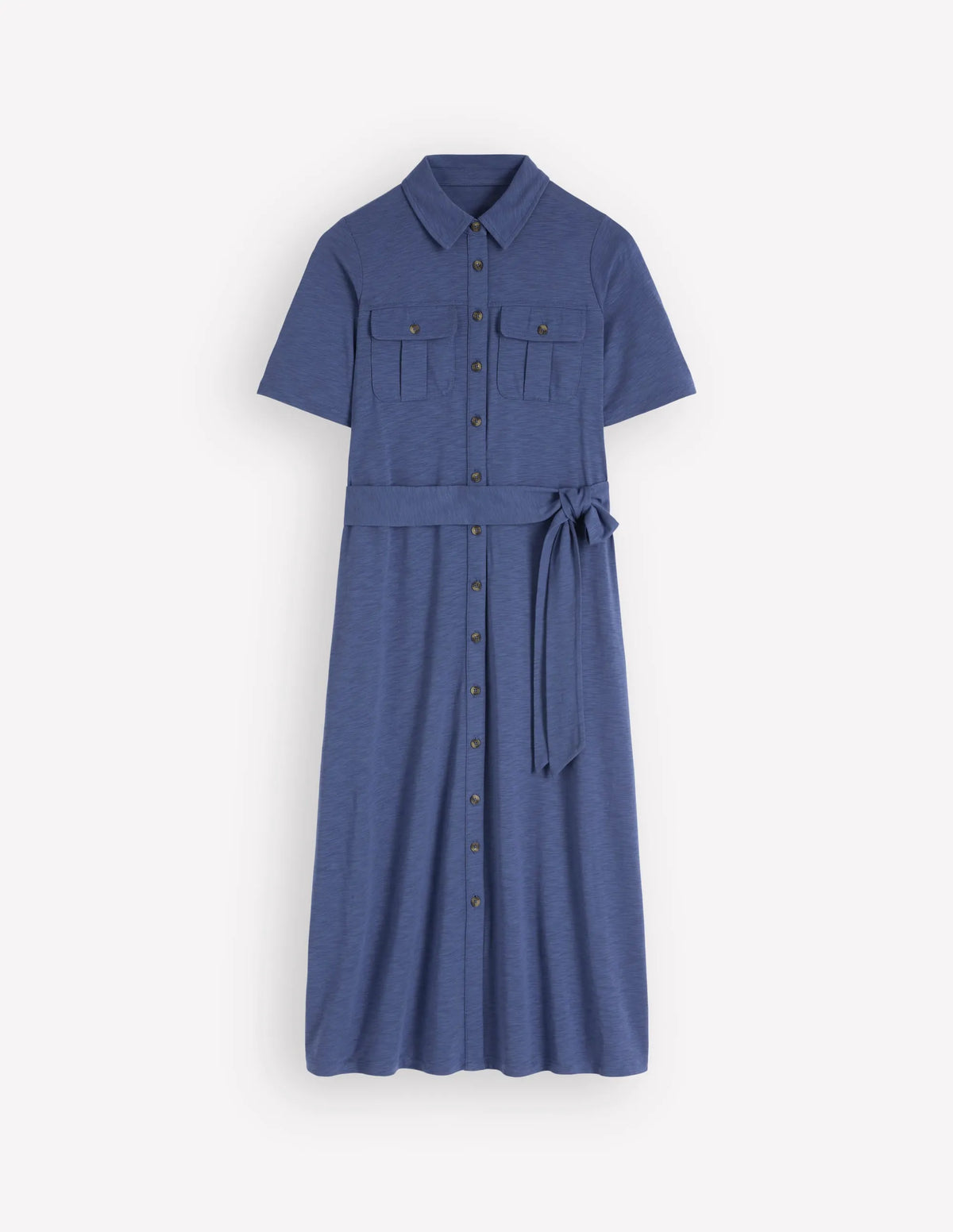 Mavis Midi Jersey Shirt Dress-Denim Blue