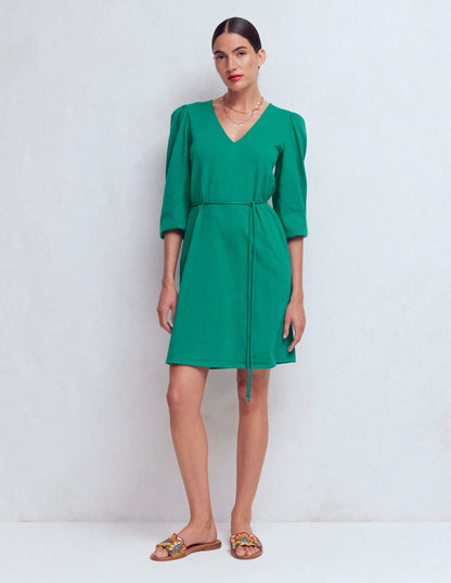 Cary V-Neck Short Dress-Deep Teal