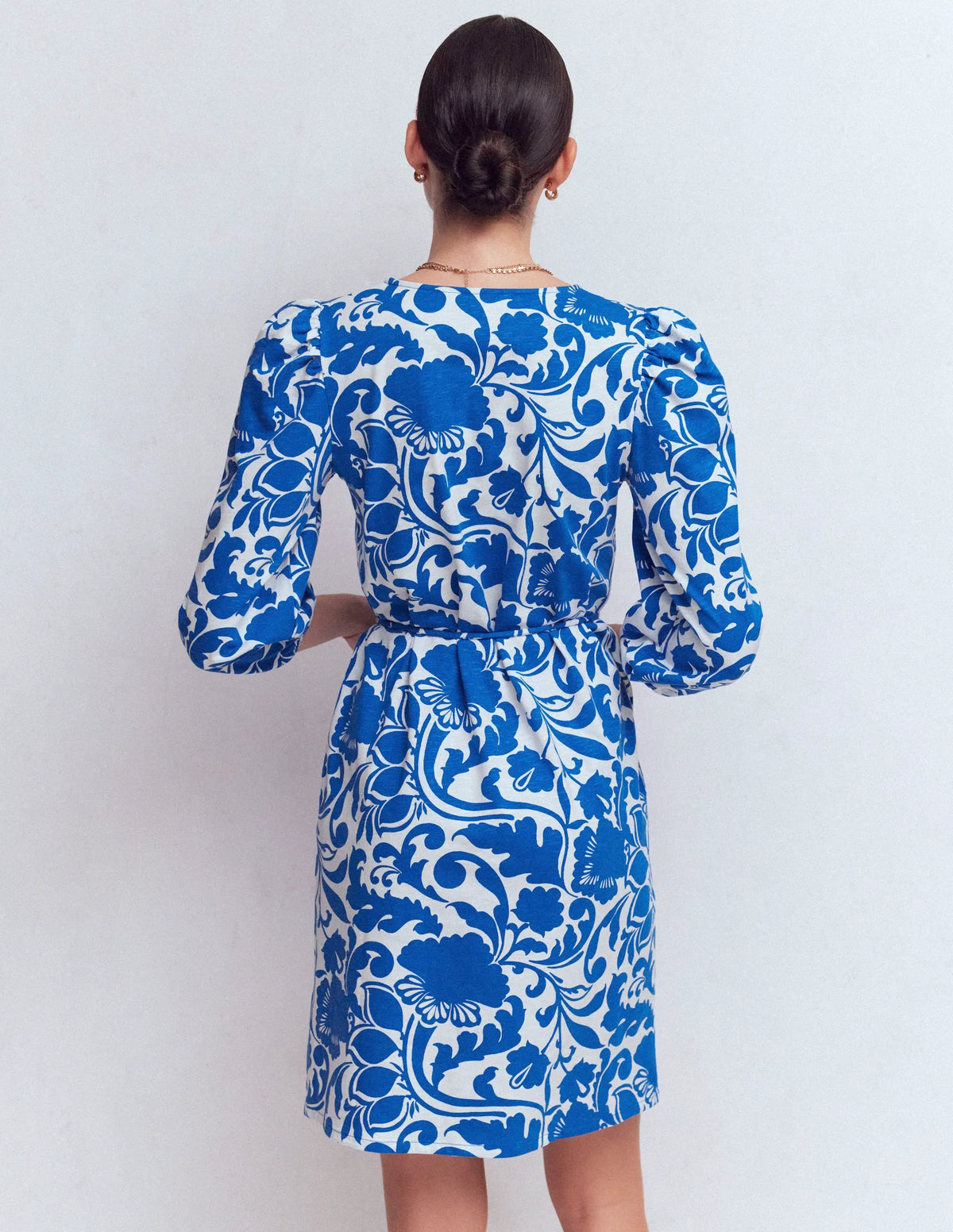 Cary V-Neck Short Dress-Blue, Flourishing Meadow
