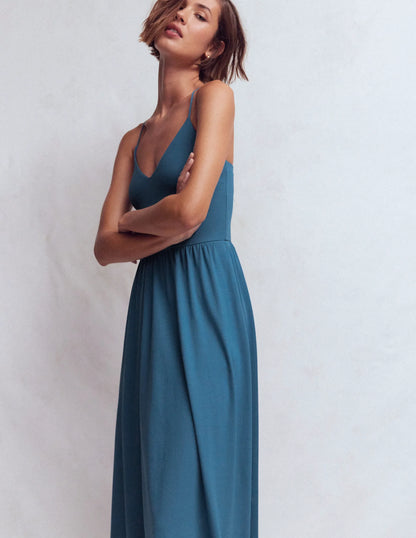 Cross Back Jersey Dress-Tourmaline Blue